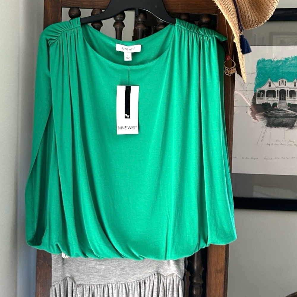 Double Layered Knit Jersey Top Clover Green Large UNICORN STATUS